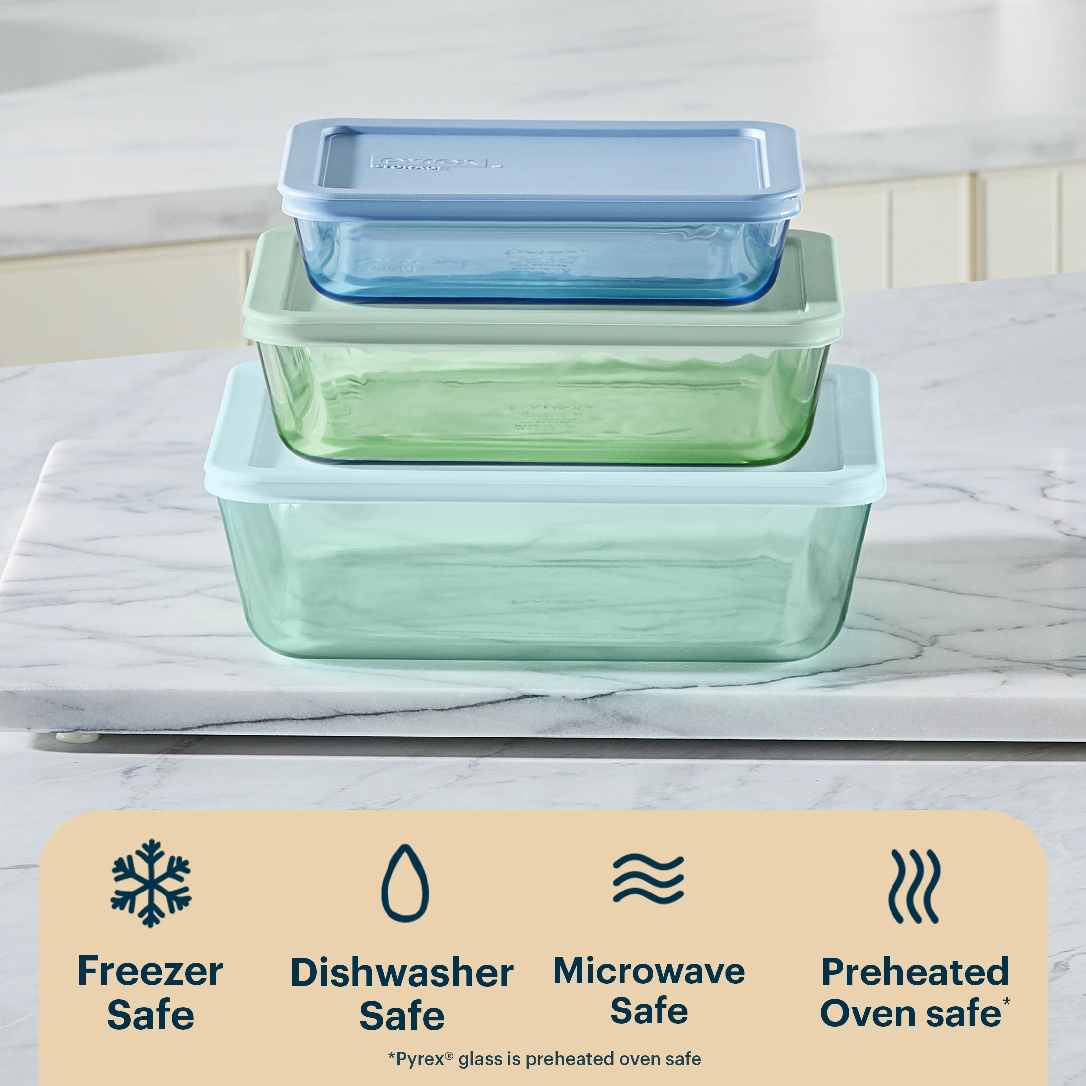 Pyrex® Simply Store® Tinted Glass Rectangle Storage Containers, 6-pc ...